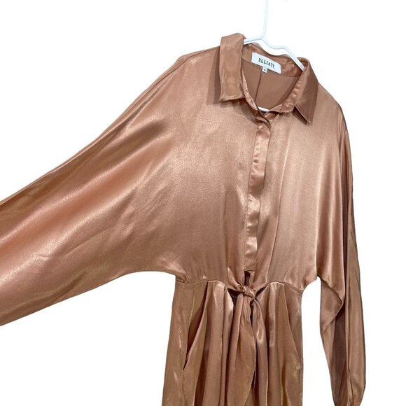 Elliatt Revolve Emely Playsuit Size S Long Sleeve Satin Pockets Romper - Picture 11 of 11